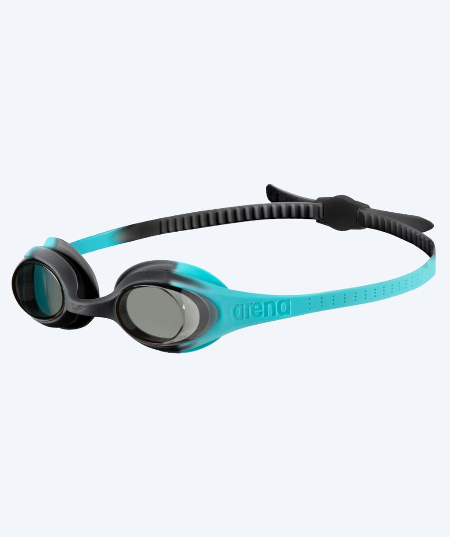 Arena Schwimmbrille für Kinder (2-5) - Spider - Schwarz/hellblau (Smoke Scheiben)