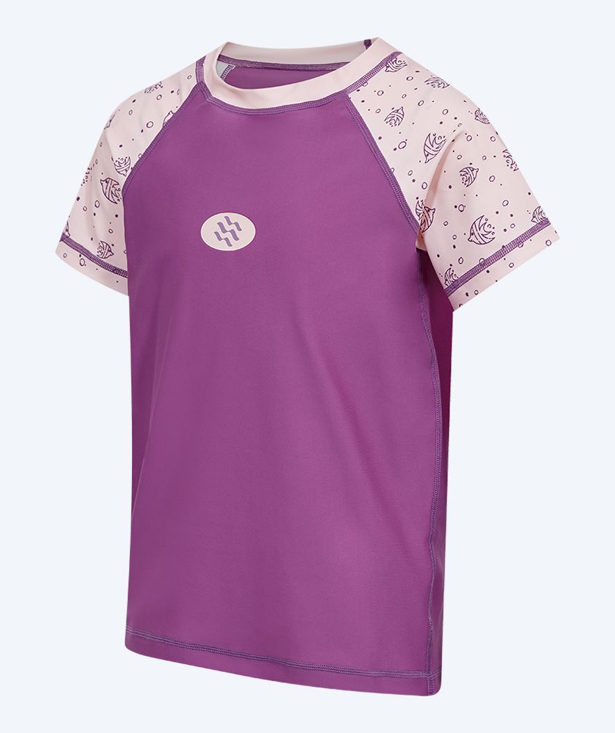Watery UV Shirt für Kinder - Brandman Kurzarm Rashguard - Rosa/lila