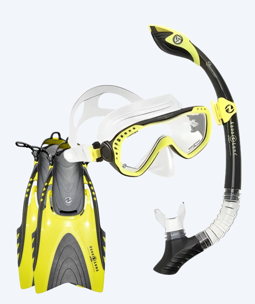 Aqualung Schnorchelset für Erwachsene - Compass/Gobi/Outback - Schwarz/Gelb