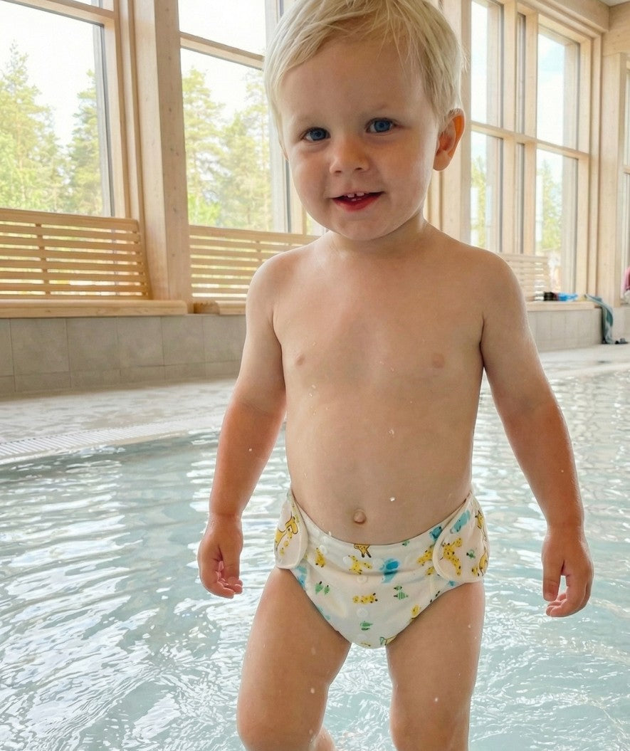 Watery Badewindel - Ondine - Weiß mit Print