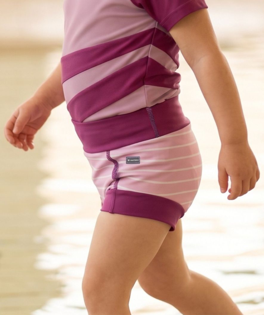 Watery Schwimmwindelhosen für Kinder - Neoprene Swim Nappy - Purple Stripes