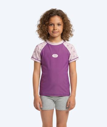 Watery UV Shirt für Kinder - Brandman Kurzarm Rashguard - Rosa/lila