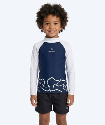 Watery UV Shirt für Kinder - Chilton Langarm Rashguard - Dunkelblau/Weiss