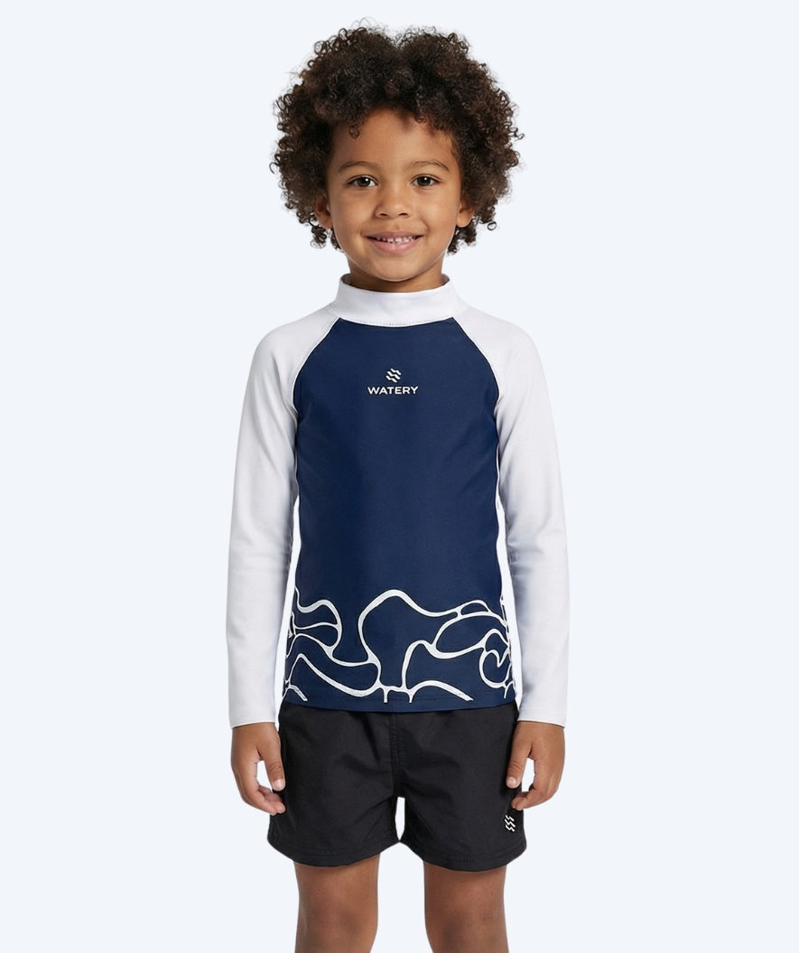 Watery UV Shirt für Kinder - Chilton Langarm Rashguard - Dunkelblau/weiss