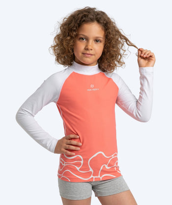 Watery UV Shirt für Kinder - Chilton Langarm Rashguard - Hellrosa/Weiss