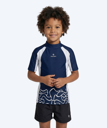 Watery UV Shirt für Kinder - Chilton Kurzarm Rashguard - Dunkelblau/weiß