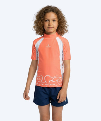 Watery UV Shirt für Kinder - Chilton Kurzarm Rashguard - Hellrosa/Weiss