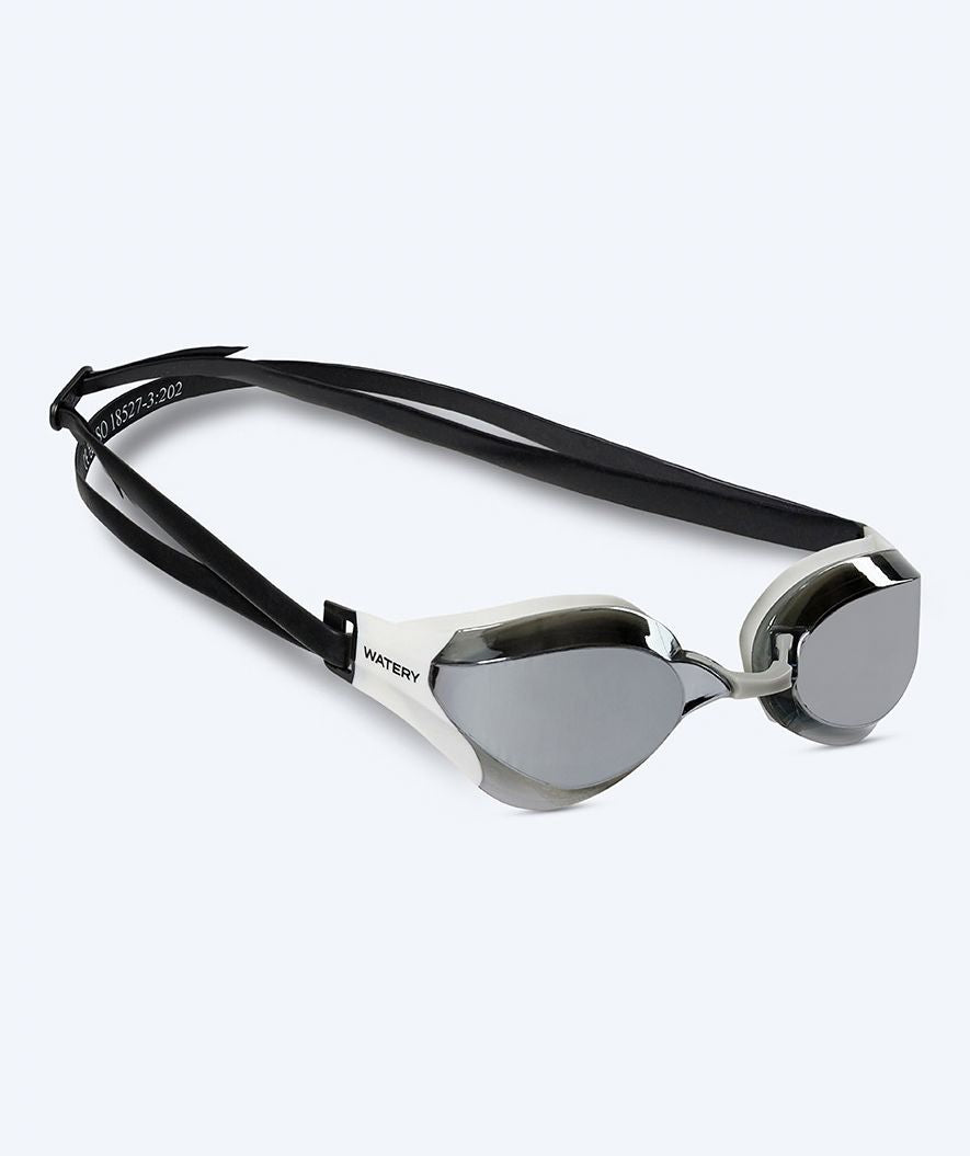 Watery Elite Schwimmbrillen - Rattle Pro Mirror - Weiss/Grau