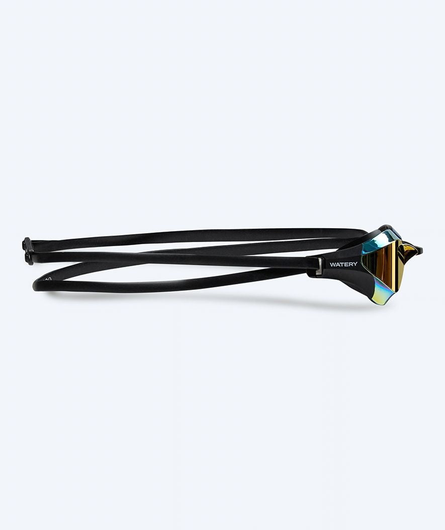 Watery Elite Schwimmbrillen - Rattle Pro Mirror - Schwarz/Gold
