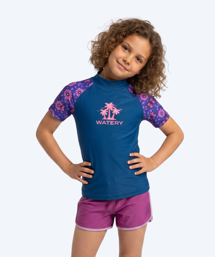 Watery UV Shirt für Kinder - Osiris Kurzarm Rashguard - Lila/Dunkelblau