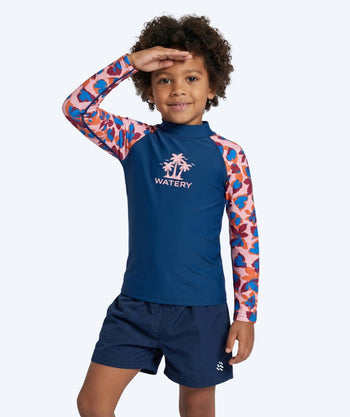 Watery UV Shirt für Kinder - Osiris Langarm Rashguard - Hellrosa/Dunkelblau