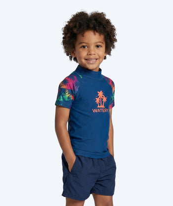 Watery UV Shirt für Kinder - Katsu Kurzarm Rashguard - Mehrfarbig/Dunkelblau