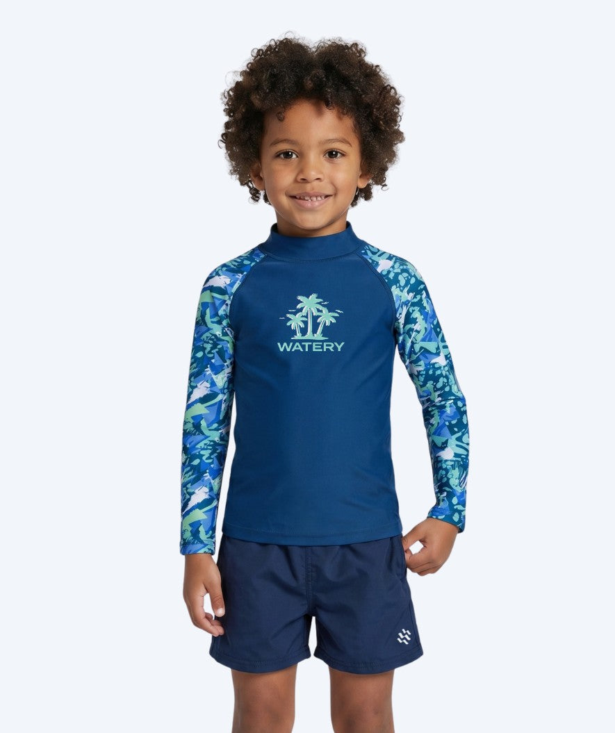 Watery UV Shirt für Kinder - Katsu Langarm Rashguard - Hellblau/Donkerblau