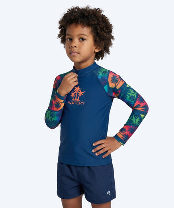 Watery UV Shirt für Kinder - Katsu Langarm Rashguard - Mehrfarbig/Dunkelblau