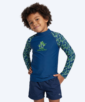 Watery UV Shirt für Kinder - Katsu Langarm Rashguard - Grün/Dunkelblau
