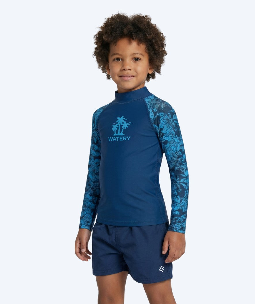 Watery UV Shirt für Kinder - Katsu Langarm Rashguard - Blau/Donkerblau