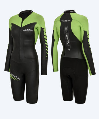 Watery Neoprenanzug für Damen - Salmon Swimrun - Schwarz/Grün