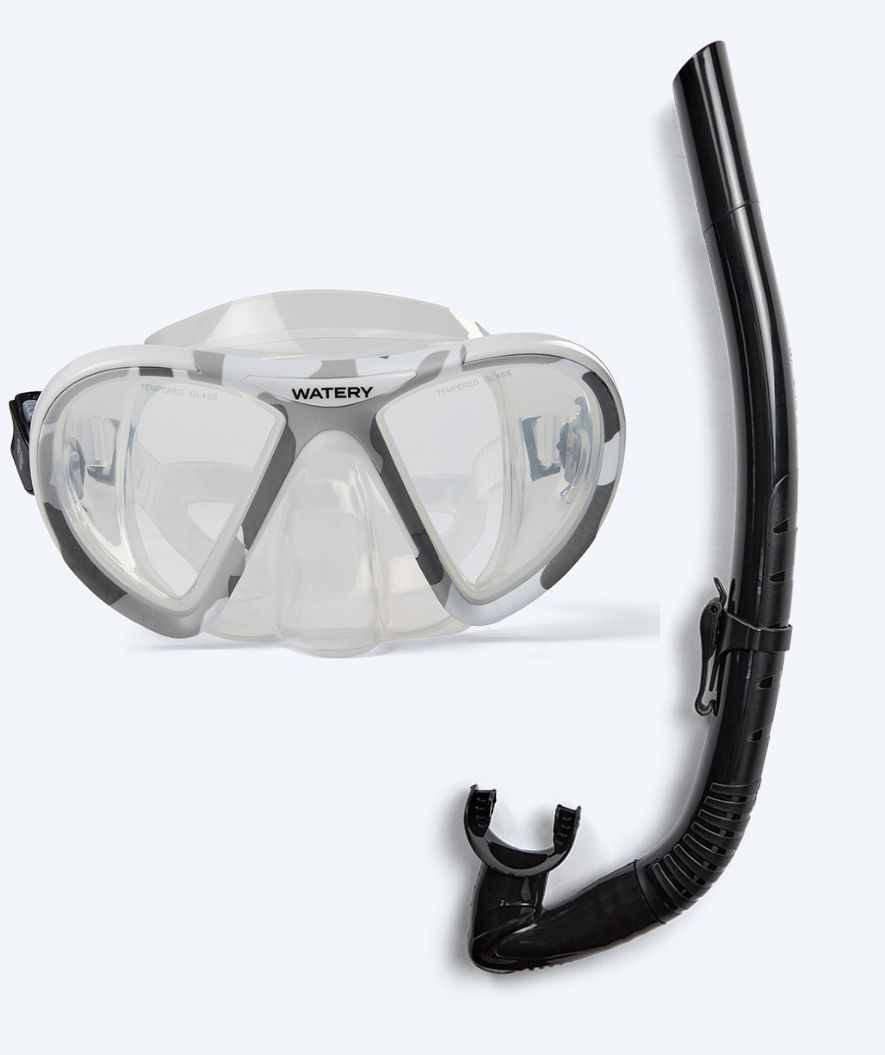 Watery Combo Schnorchelset für Erwachsene (Ab 15 Jahren) - Rudder Camo/Itzel - Klar/schwarz