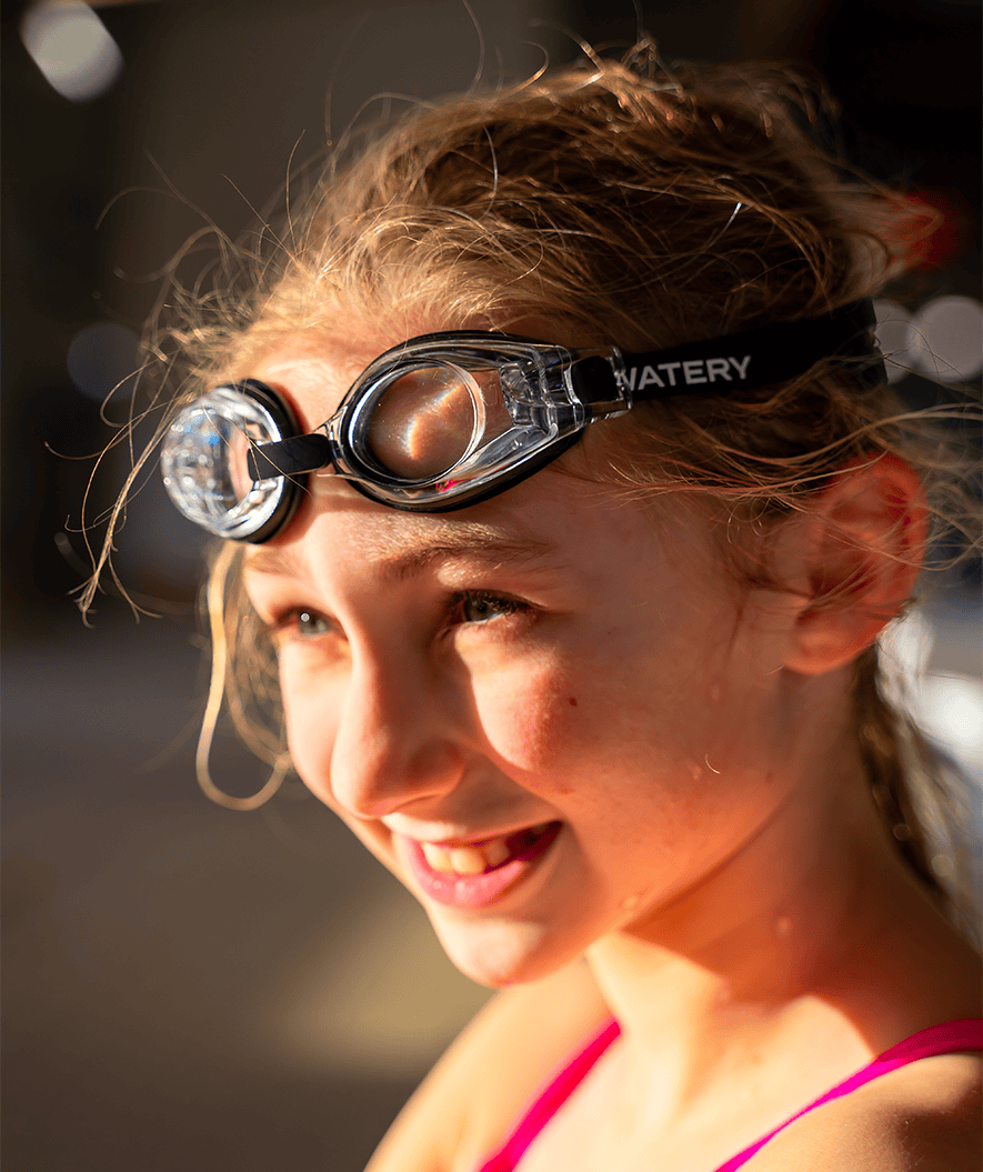 Watery kurzsichtige Schwimmbrille mit Sehstärke für Kinder - (-1.5) bis (-7.0) - Baffin - Schwarz