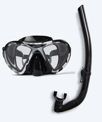 Watery Combo Schnorchelset für Erwachsene (Ab 15 Jahren) - Rudder Camo/Itzel - Schwarz