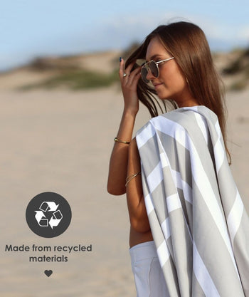 Summersand Mikrofaser Badetuch - Marble Sand (Weiss)