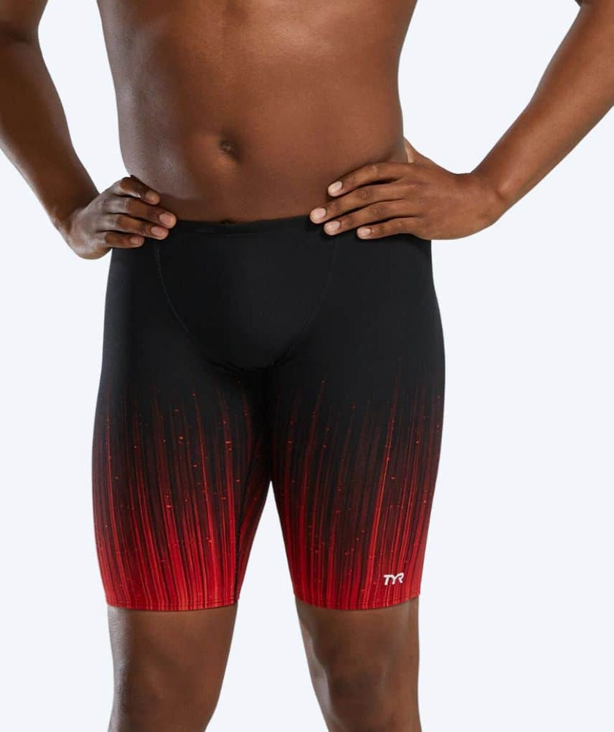 TYR lange Badehose für Herren - Durafast Elite Speedwarp - Schwarz/rot