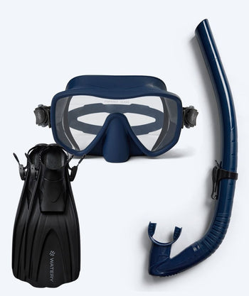 Watery Schnorchelset für Erwachsene (ab 15 Jahre) - Coast/Skipper - Donkerblau/Schwarz