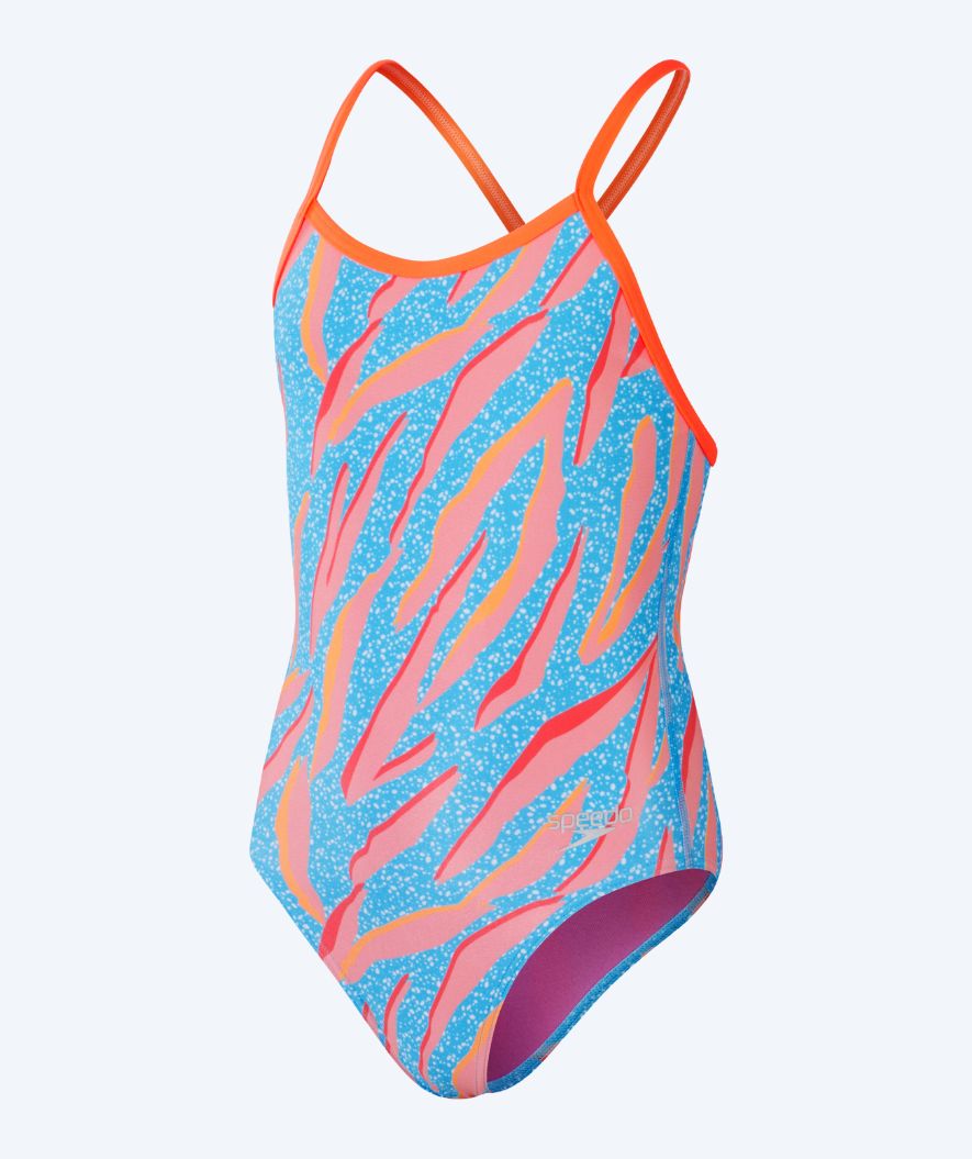 Speedo Badeanzug für Mädchen - Allover Digital V-Back - Blau/Orange