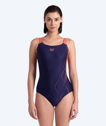 Arena Badeanzug für Damen - Swim Pro Graphic - Dunkelblau/rosa