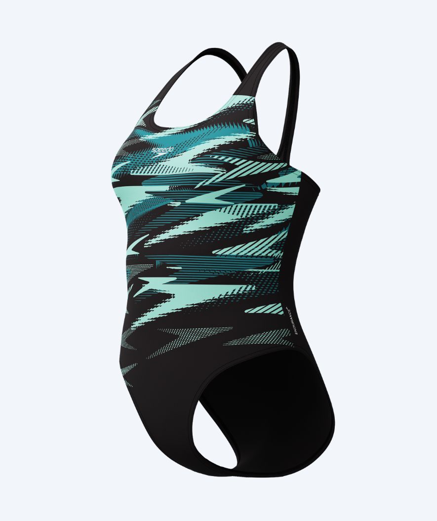 Speedo Badeanzug für Damen - Hyperboom Placement Muscleback - Schwarz/türkis