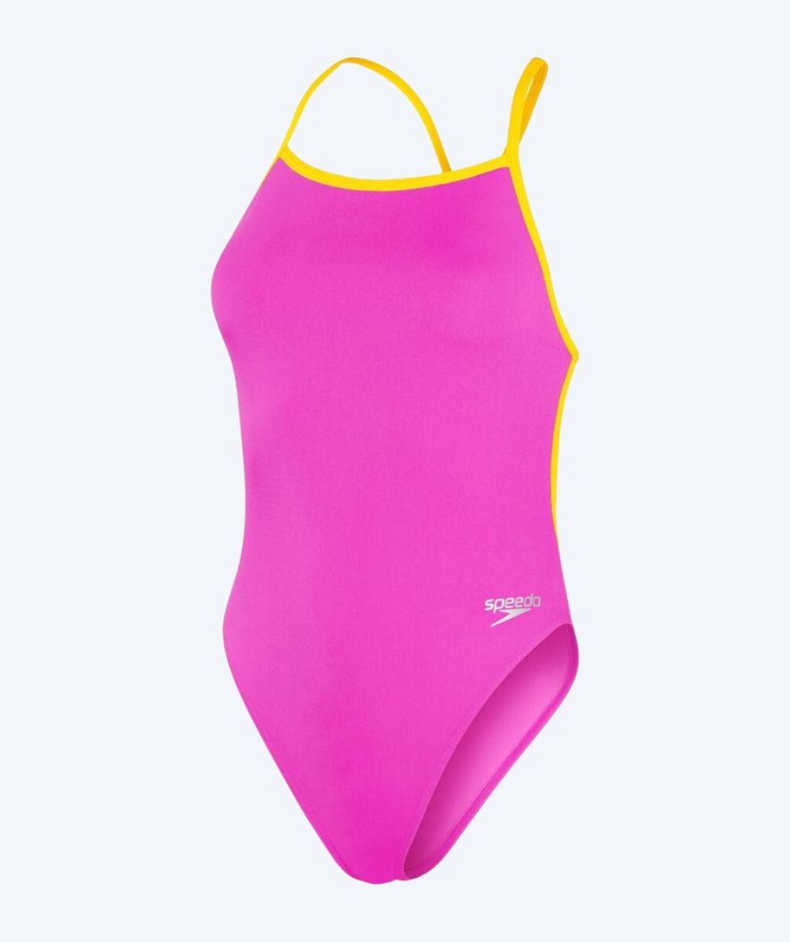 Speedo Badeanzug für Damen - Solid V Back - Rosa/Gelb