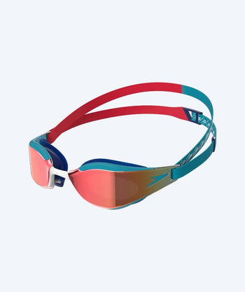 Speedo Wettkampf-Schwimmbrille für Kinder (6-14) - Fastskin Hyper Elite Mirror - Rot/blau