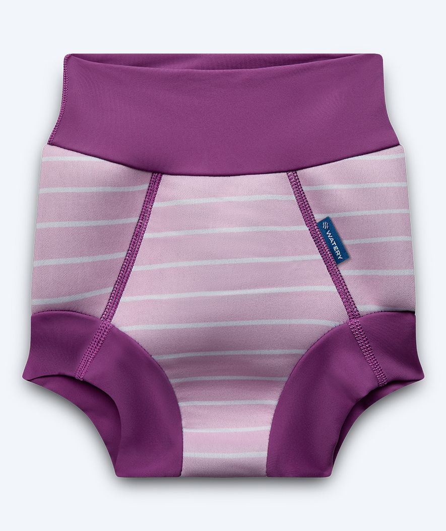 Watery Badehose für Kinder - Neopren Schwimmwindel - Purple Stripes