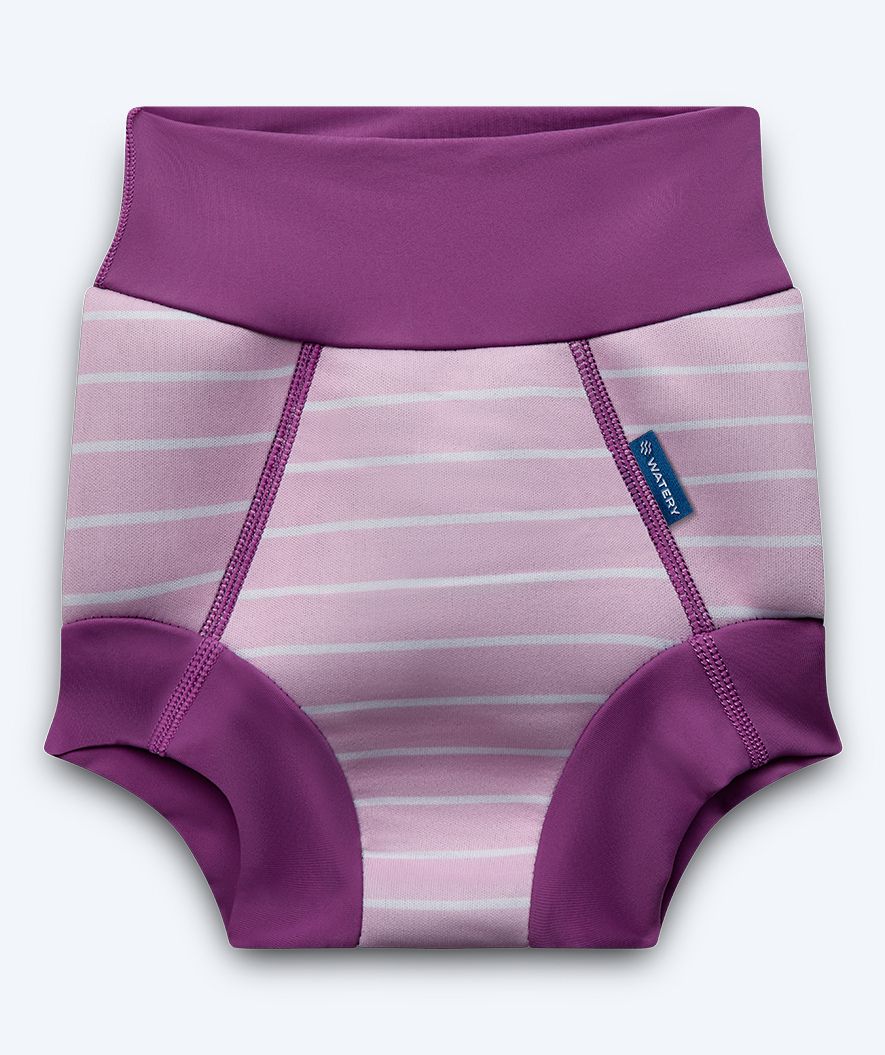 Watery Windelbadehose für Kinder - Neopren Swim Nappy - Purple Stripes