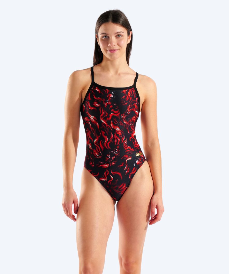 Arena Badeanzug für Damen - Graphic - Schwarz/rot (Limited 2025)