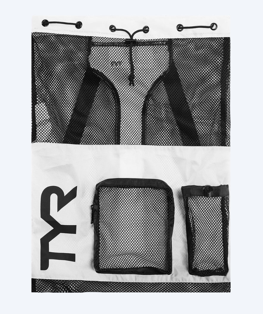 TYR Netzbeutel zum Schwimmen - Big Mesh Mummy 40L - Weiss/Schwarz