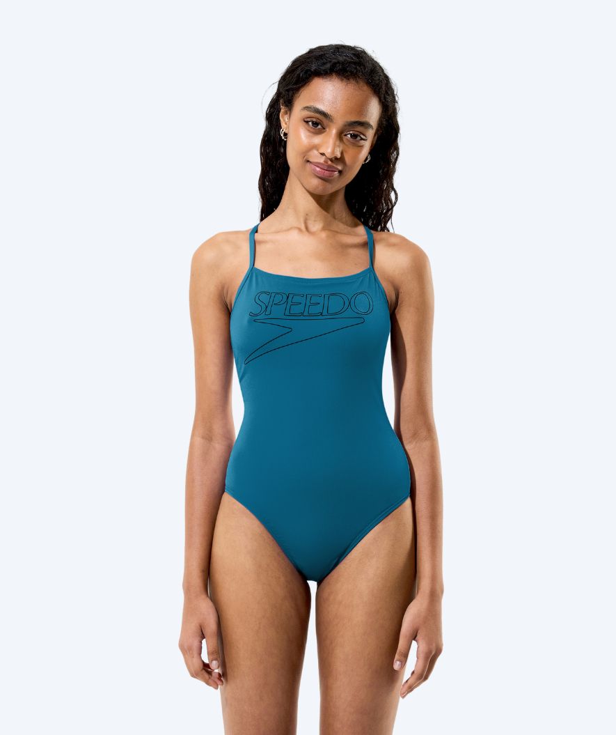 Speedo Badeanzug für Damen - Endurance Logo Thin Strap - Dunkelgrün