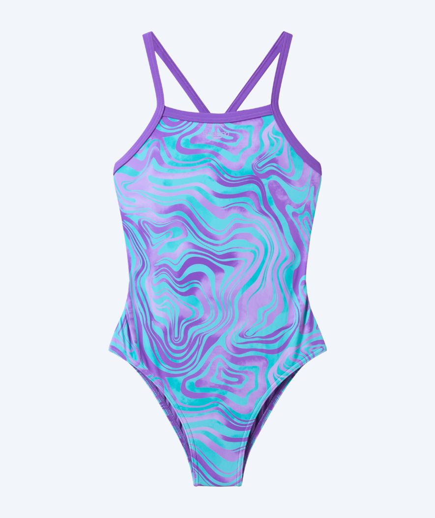 Speedo Badeanzug für Mädchen - Print Thinstrap - Lila/Hellblau