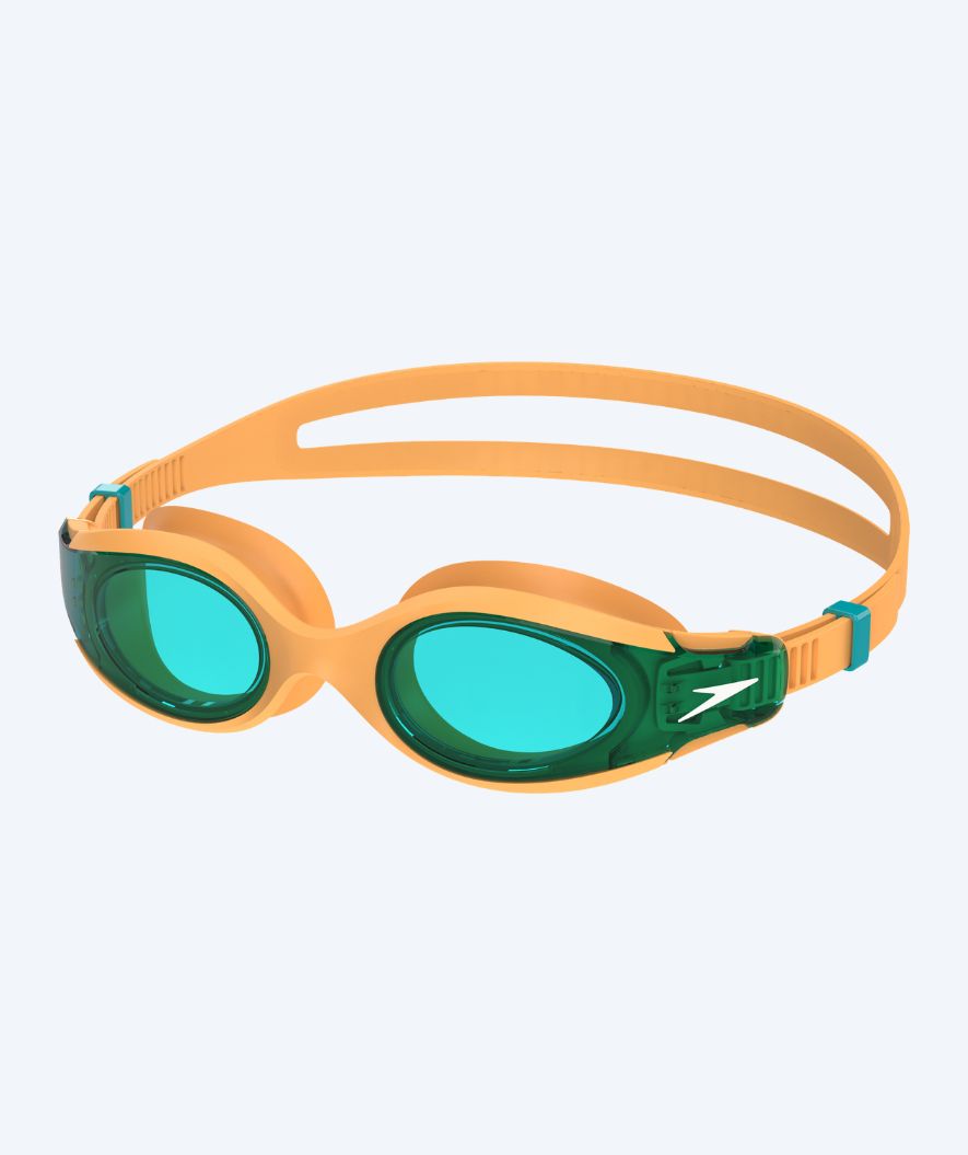 Speedo Schwimmbrille für Kinder (6-14) - Hydrosity 2.0 - Orange/Dunkelgrün (Blau Scheiben)