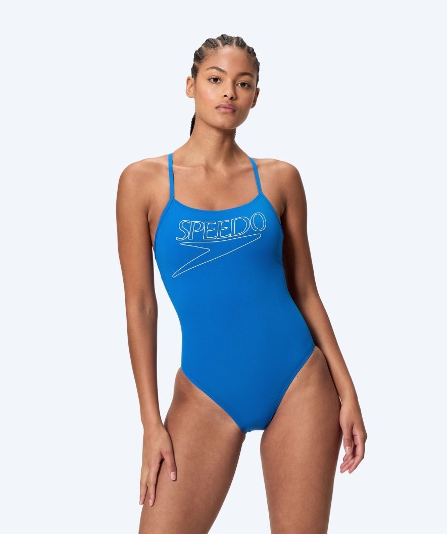 Speedo Badeanzug für Damen - Endurance Logo Thin Strap - Hellblau