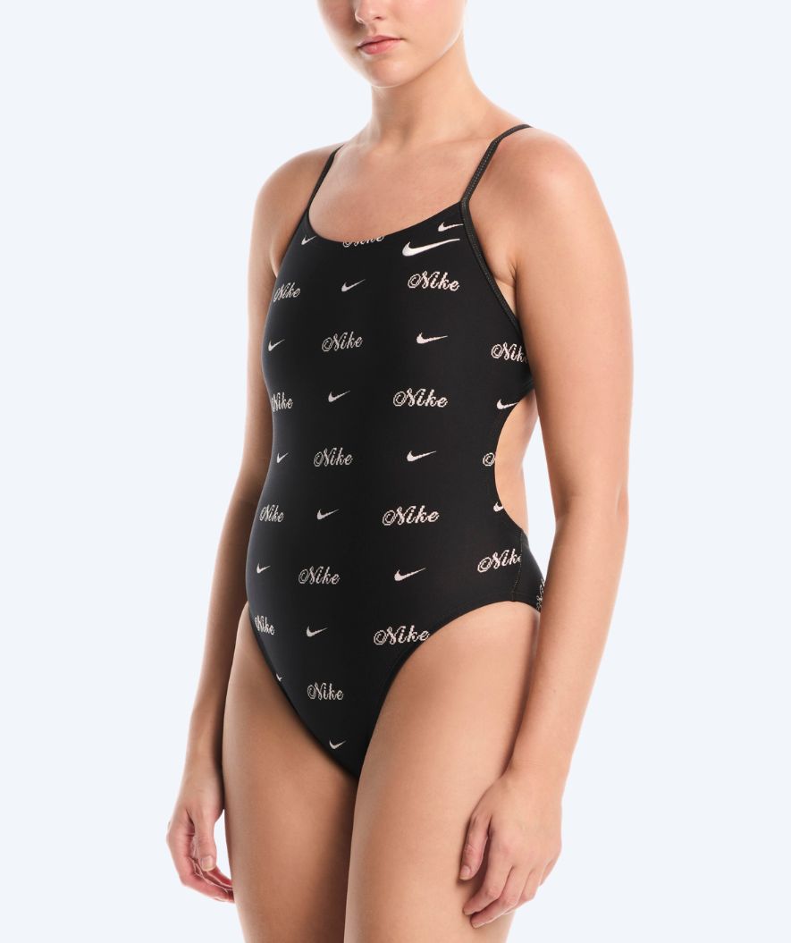 Nike Badeanzug für Damen - Hydrastrong Print Cutout - Schwarz/Weiss