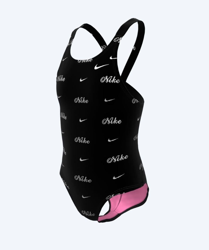 Nike Badeanzug für Mädchen - Hydrastrong Print Fastback - Schwarz/Weiss
