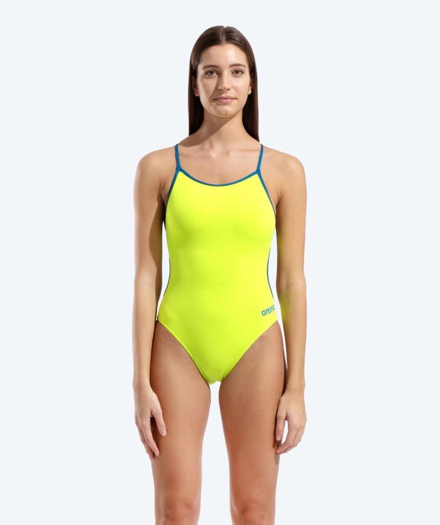 Arena Badeanzug für Damen - Solid Lace Back - Gelb/Blau