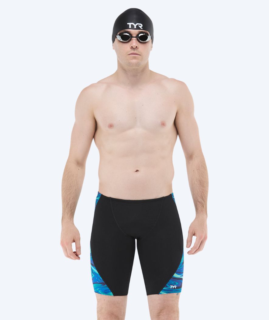 TYR lange Badehose für Herren - Blade Splice Olea - Schwarz/Hellblau