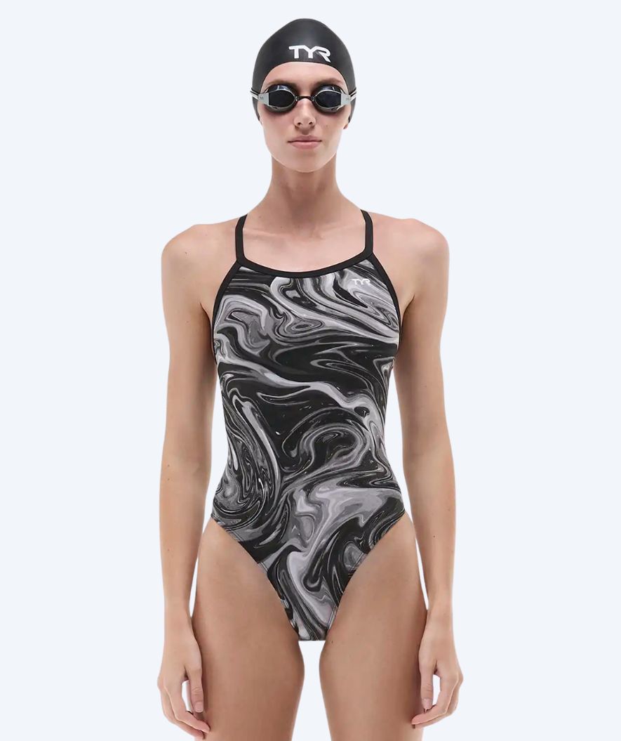 TYR Badeanzug für Damen - Durafast Elite Diamondfit Olea - Grau/Schwarz