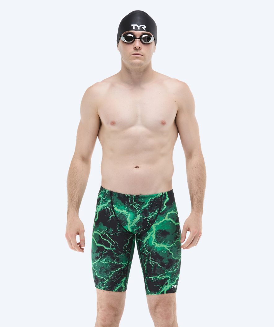 TYR lange Badehose für Herren - Durafast Elite Arterix - Grün/Schwarz