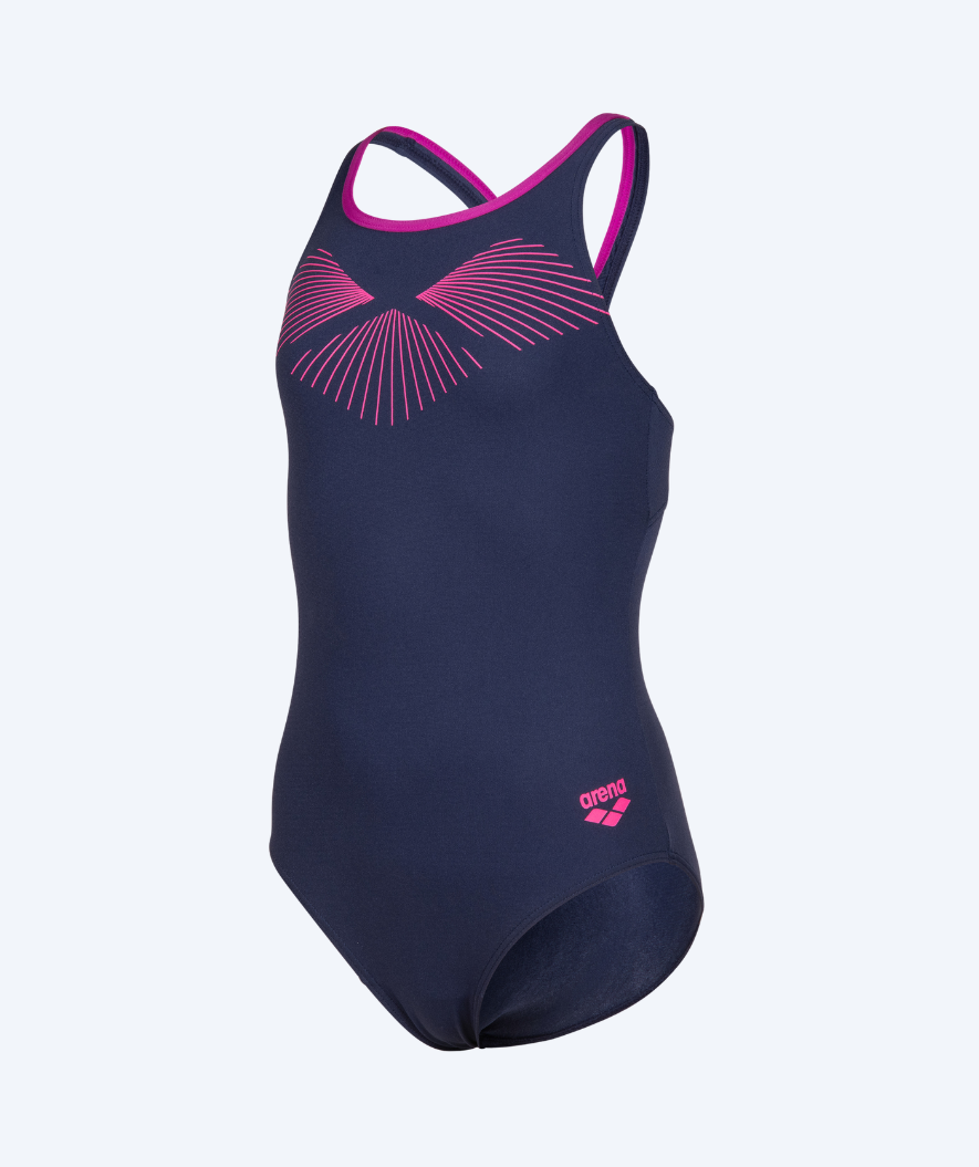 Arena Badeanzug für Mädchen - Bay Swim Pro Back - Donkerblau/Rosa