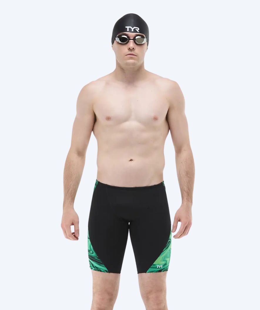 TYR lange Badehose für Herren - Blade Splice Olea - Schwarz/Grün