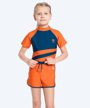 Watery UV Shorts für Kinder - Manami - Orange/Blau