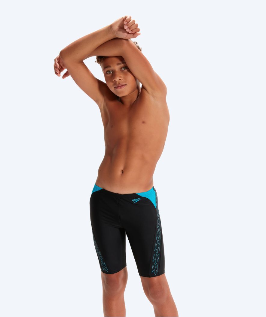 Speedo lange Badehose für Jungen - Hyperboom Splice - Schwarz/blau